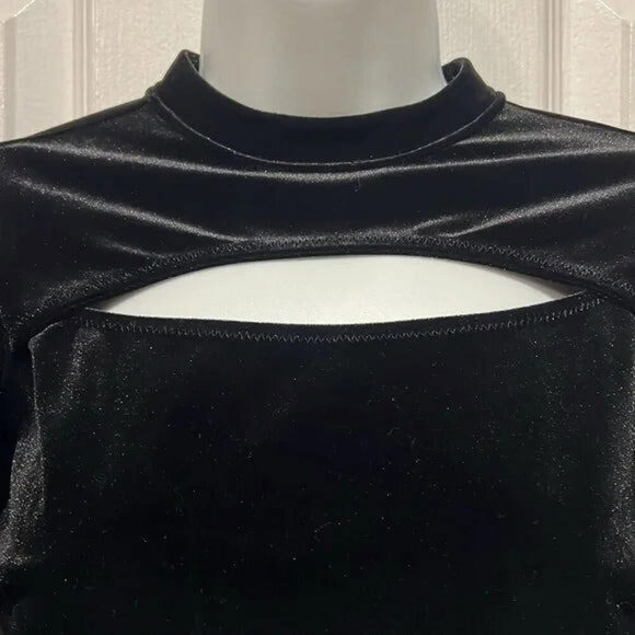 La Senza Black Velour Long Sleeve Open Back Bodysuit Size S NWT - Picture 2 of 11